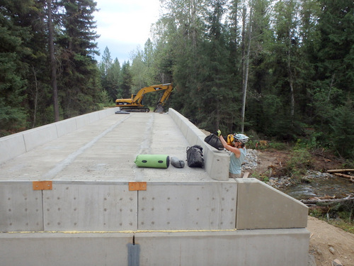 Terry walked the individual components through the gap and onto the bridge.